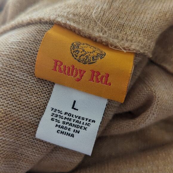 NEW Ruby Road Gold Metallic Cowlneck Sweater Large $55 - Picture 9 of 11